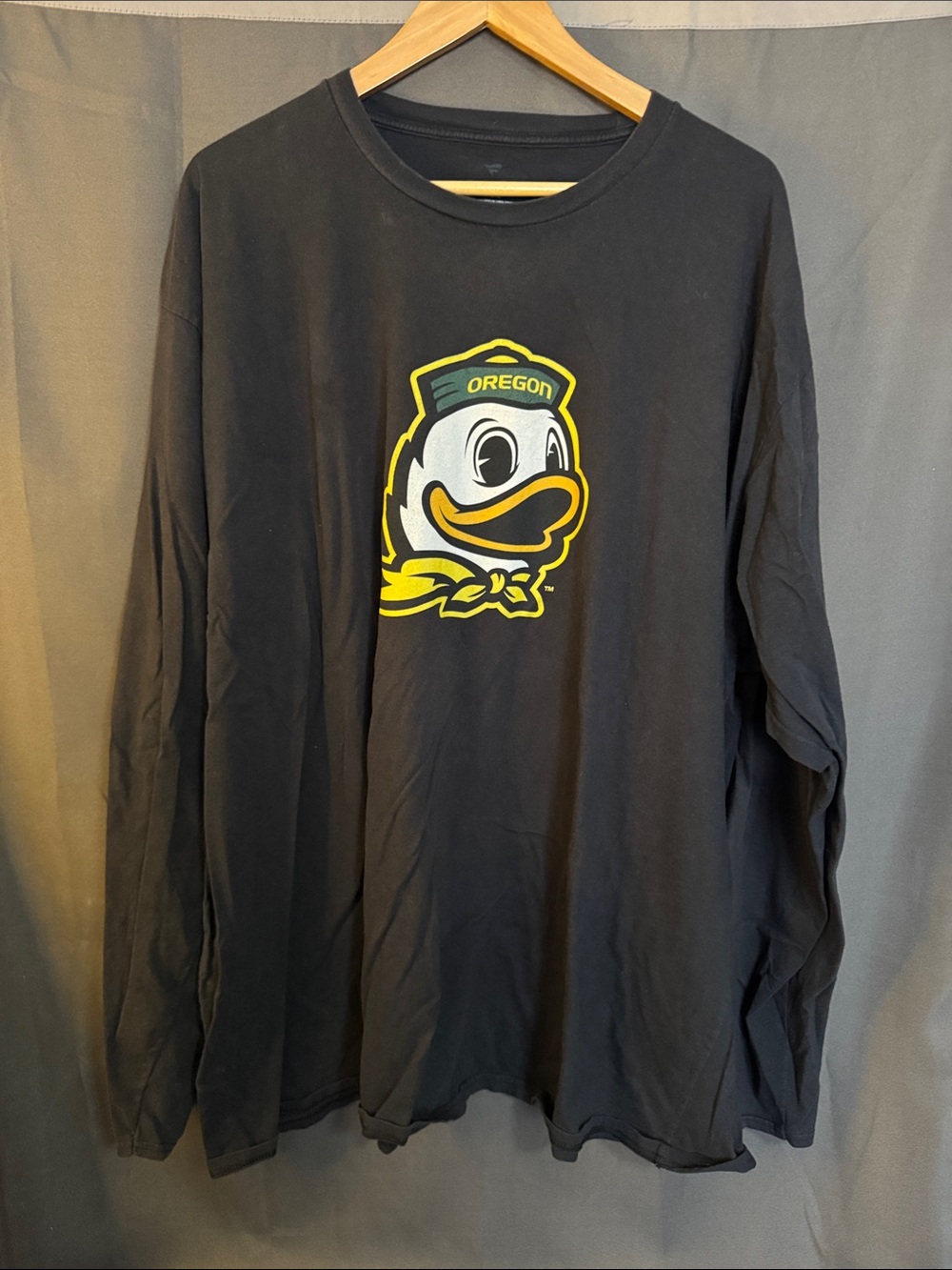 Fanatics Black Long Sleeve Tee with Yellow & White Oregon Duck Graphic